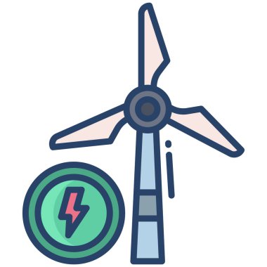 Rüzgar türbini ikonu. Web için enerji vektör simgelerinin özet çizimi