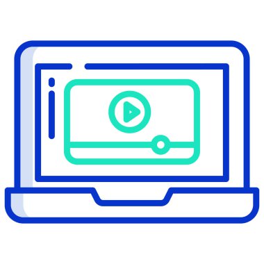 bir video simgesi olan dizüstü bilgisayar