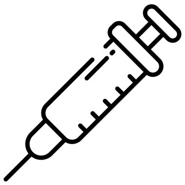 Şırınga Simgesi Vektörü. Doktorlar kötü huylu hastalıkları önlemek ve tedavi etmek için sık sık şırınga kullanırlar..