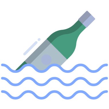 Basit vektör simgesi, yüzen şişenin çizimi