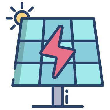 Beyaz arkaplanda basit vektör güneş enerjisi pil simgesi