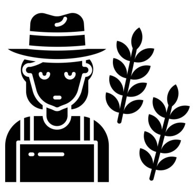 Şapkalı ve buğday kulaklı çiftçi vektör çizimi