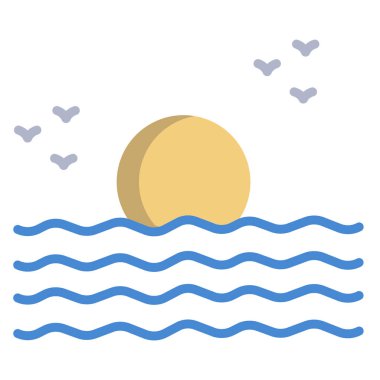 beyaz arkaplanda deniz manzarası basit vektör simgesi