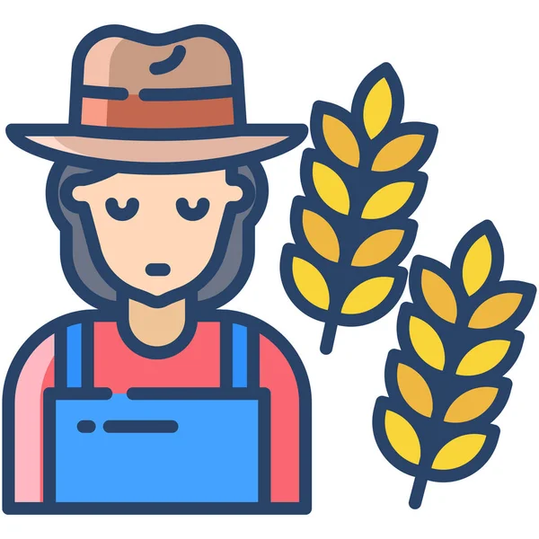 Фермер Векторной Иллюстрацией Ушей Шляпы Пшеницы — стоковый вектор