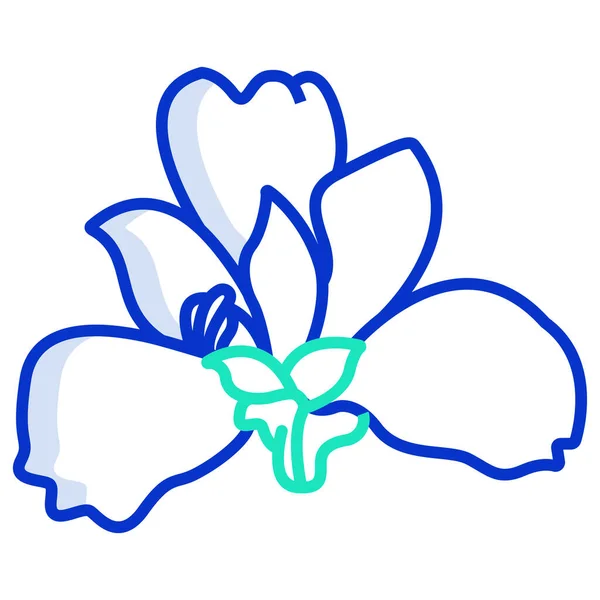 Beyaz Arkaplanda Yaprakları Olan Mavi Çiçek — Stok Vektör