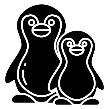 Siyah beyaz vektör çizimi olan sevimli penguen.