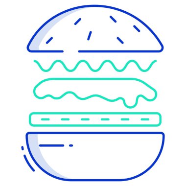 Hamburger ikonu vektör illüstrasyonu