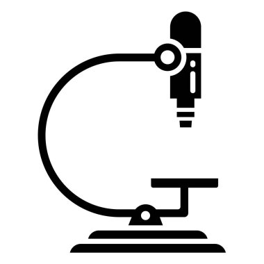 Mikroskop simgesi. Beyaz arkaplanda izole edilmiş web tasarımı için laboratuvar ekipmanı vektör simgelerinin basit çizimi
