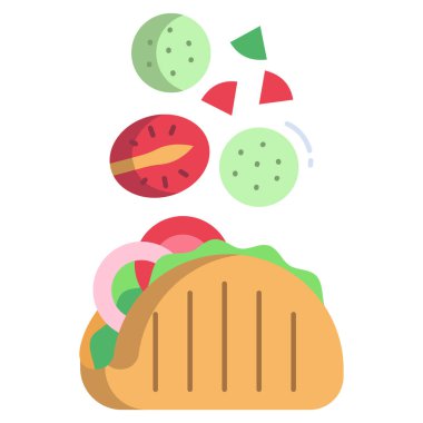 falafel salatası ve pita ikon vektör illüstrasyonu