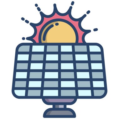 Beyaz arkaplanda basit vektör güneş enerjisi pil simgesi