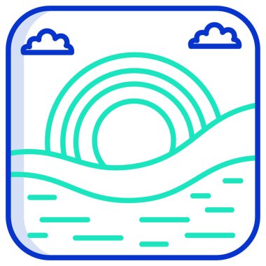 Beyaz arkaplanda basit vektör manzara simgesi