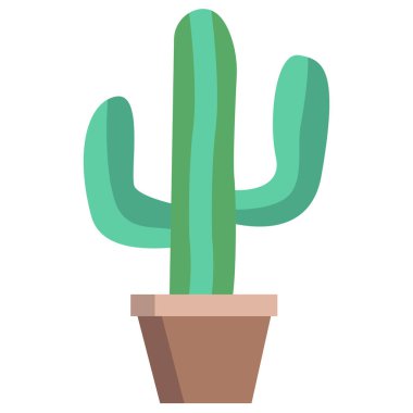 Beyaz arkaplanda izole edilmiş kaktüsün vektör simgesi