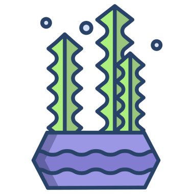 Basit vektör simgesi, Afrika Süt Ağacı Kaktüsünün çizimi 