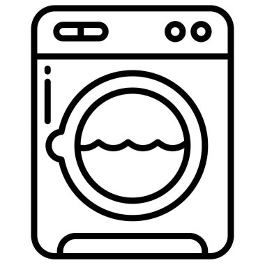çamaşır makinesi basit simgesi, vektör çizim