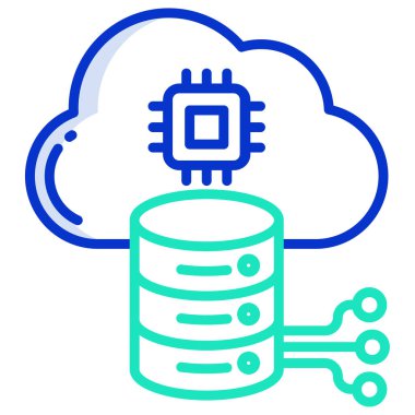 Web sunucusu için bulut veritabanı düz simgesi  