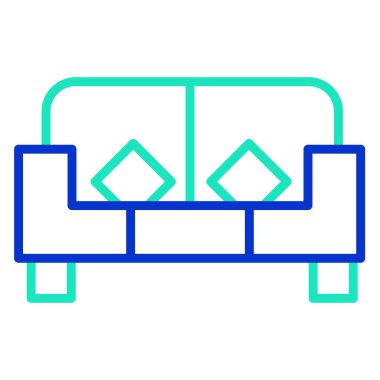 Beyaz arkaplanda basit vektör kanepe simgesi