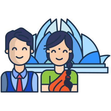 Pano vektör illüstrasyon tasarımı olan birkaç kişi