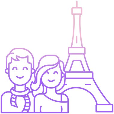 Şehir vektör illüstrasyon tasarımında bir çift turist ve kız