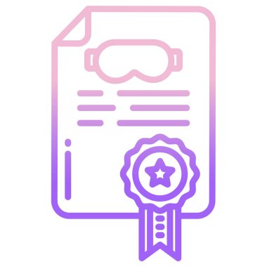 Sertifikanın vektör resimleme simgesi, beyaz arkaplanda izole edilmiş