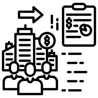 pazarlama ve yönetim çizgisi vektör simgesi.