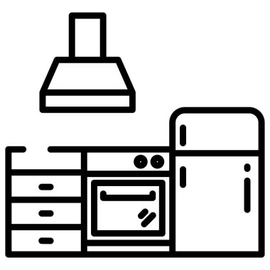 Mutfak web simgesi, vektör illüstrasyonu