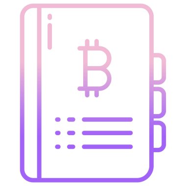 Basit vektör simgesi, bitcoin işaretli kitap illüstrasyonu