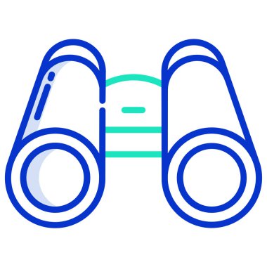 Mavi ve beyaz dürbün simgesi. vektör illüstrasyonu