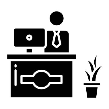 Resepsiyonist web simgesi basit illüstrasyon