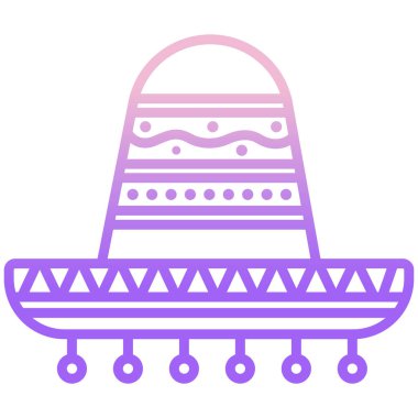 Meksika şapka simgesi, vektör illüstrasyonu 