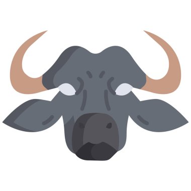 Boğa kafası ikonu. Beyaz arka planda izole edilmiş web tasarımı için bufalo inek vektör simgeleri karikatürü