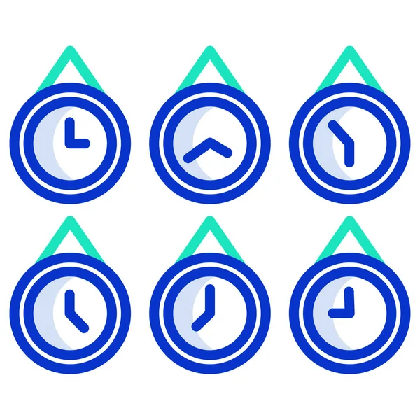 Icono Reloj Azul Verde Aislado Sobre Fondo Blanco Símbolo Tiempo — Vector de stock