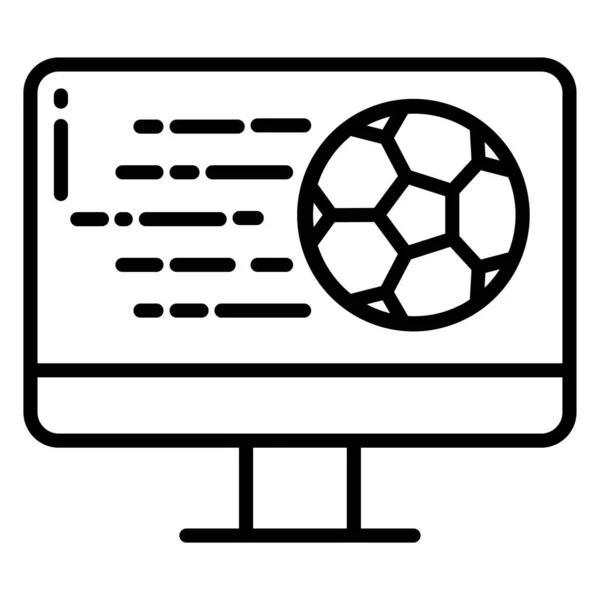 Monitor Met Voetbal Bal Pictogram Web Illustratie — Stockvector