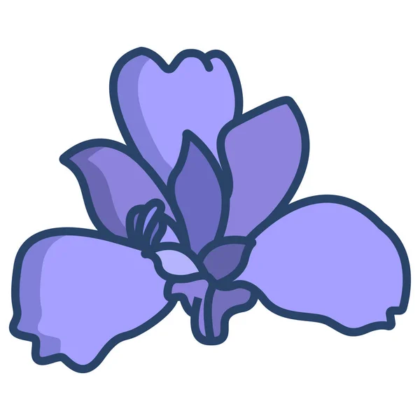 Фиолетовый Цветок Контурная Иллюстрация Вектора Цветов Изолированный Контурный Символ — стоковый вектор