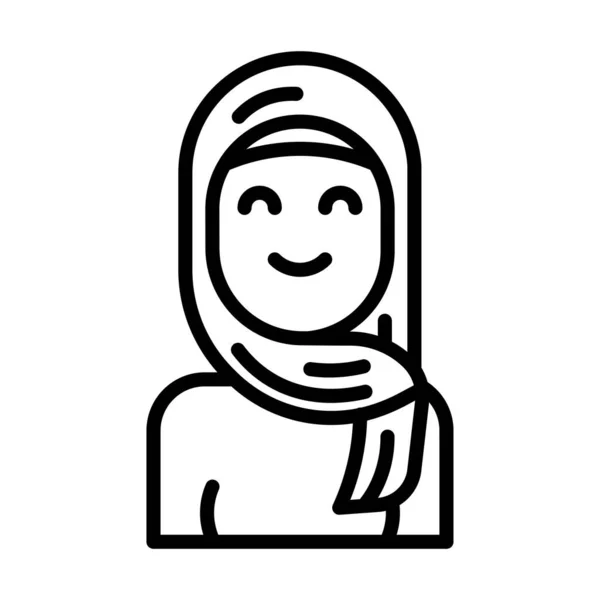 Mulher Muçulmana Com Hijab Ícone Vetor Ilustração Design —  Vetores de Stock