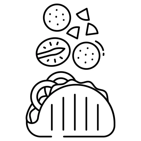 Falafel Salad Dan Pita Ikon Vektor Ilustrasi - Stok Vektor