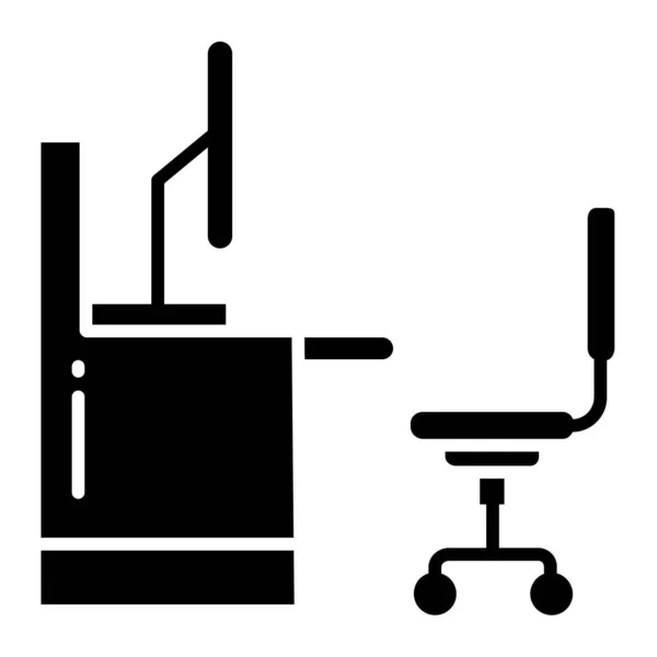 Chaise Bureau Icône Vecteur Panneau Lampe Table Illustration Symbole Isolé — Image vectorielle