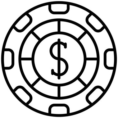 Basit vektör simgesi, kumarhane çipinin çizimi