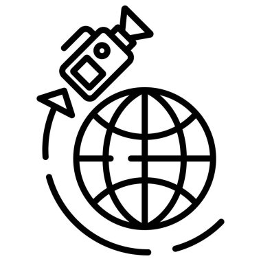 küresel lojistik çizgi vektör simgesi