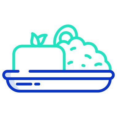 Basit vektör simgesi, tabakta besin gösterimi 