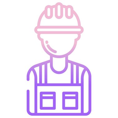 İşçi simgesi. Beyaz arkaplanda izole edilmiş web tasarımı için ana hatlı oluşturucu vektör resimleme sembolü