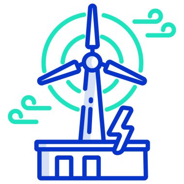 rüzgar enerjisi çizgisi vektör simgesi