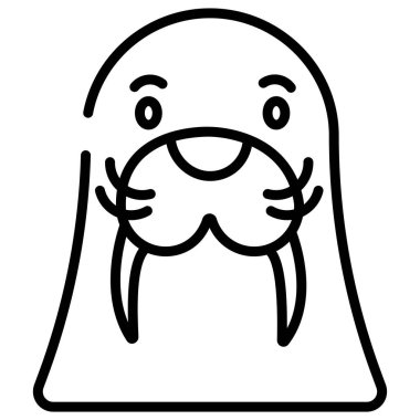 Deniz aygırı simgesi basit vektör çizimi