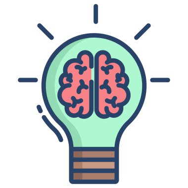 beyin düz vektör simgesi