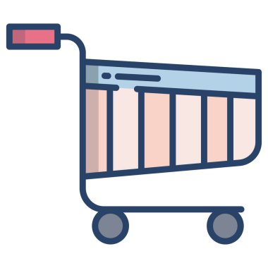 Basit vektör simgesi, alışveriş arabasının çizimi 