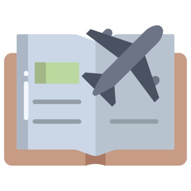 Basit vektör simgesi, düzlemli kitap illüstrasyonu