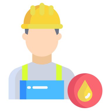 Miğferi ve benzin bidonu olan işçi