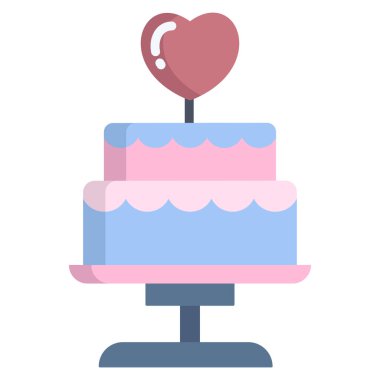 Çiçekli kek ve kalp vektör çizimi tasarımı