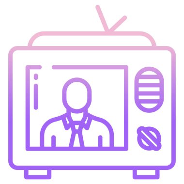 televizyon basit simgesi, vektör çizim