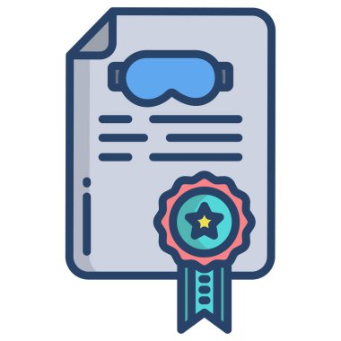 Sertifikanın vektör resimleme simgesi, beyaz arkaplanda izole edilmiş