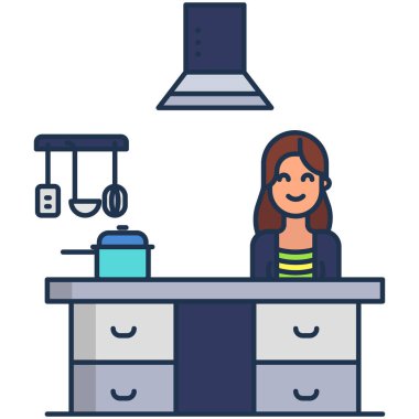 Mutfakta bir kadının çizimi